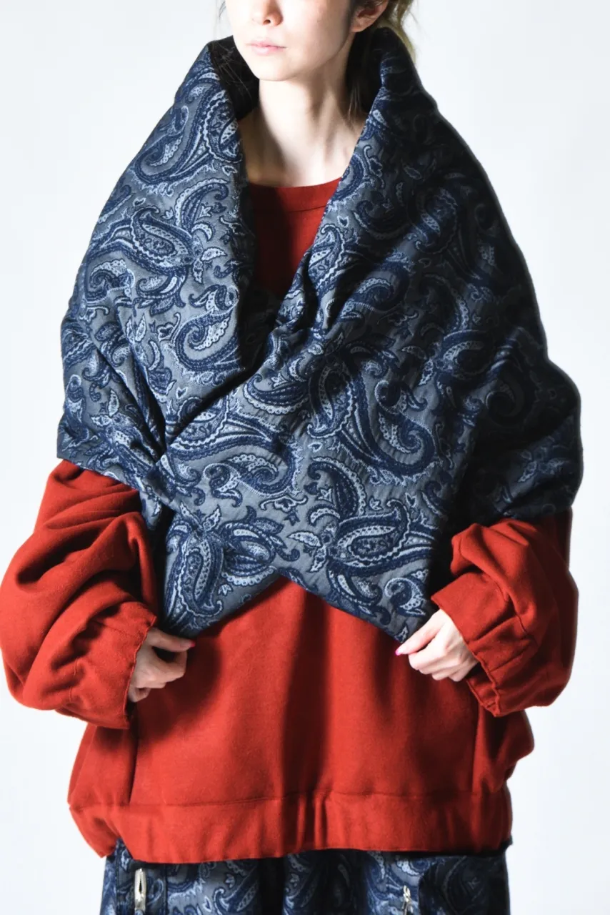 ペイズリージャカードビッグダウンマフラー Navy