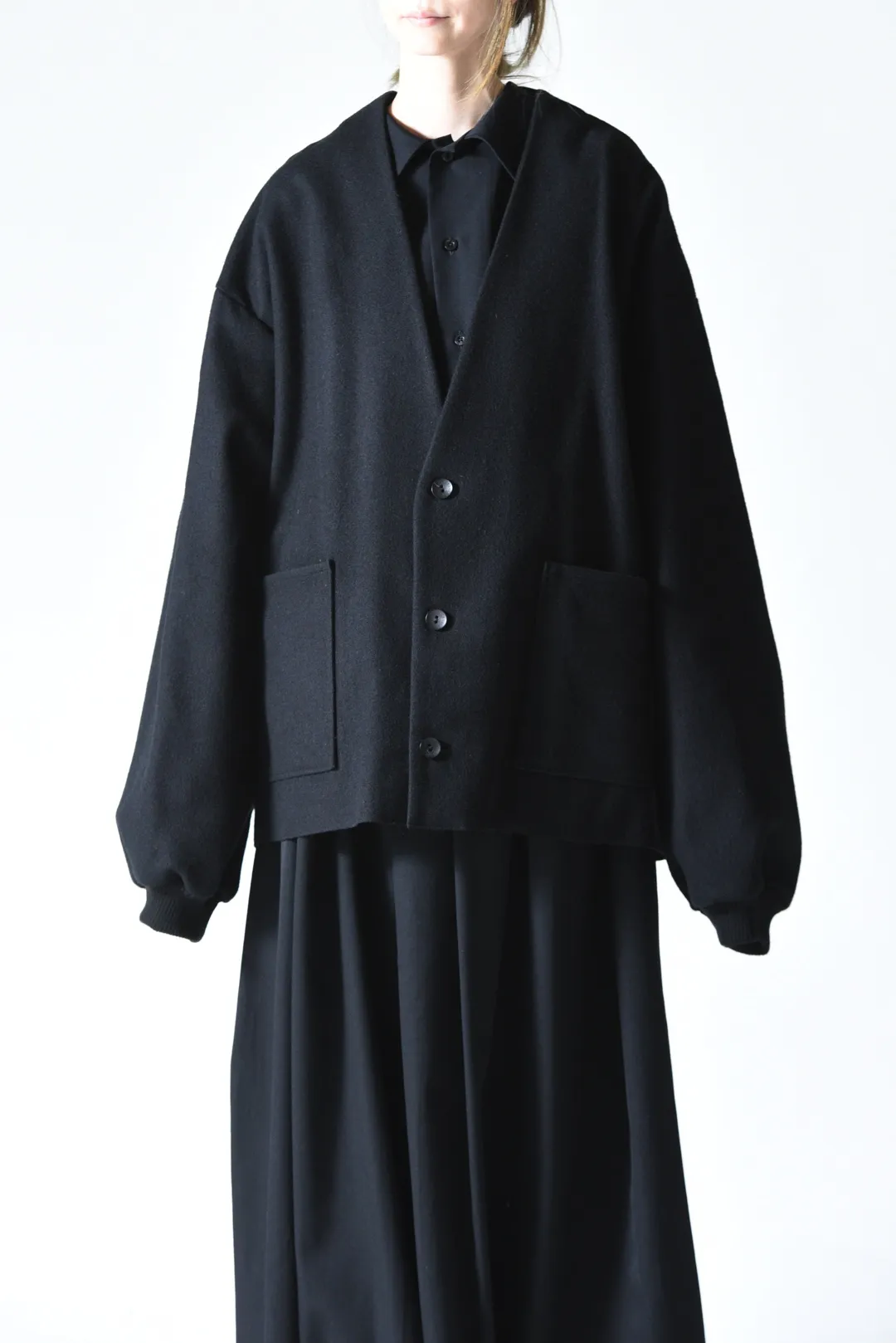  Melton Rib Big Blouson black