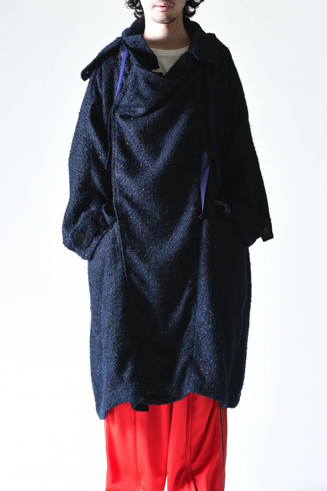 Over Coat Navy Tweed