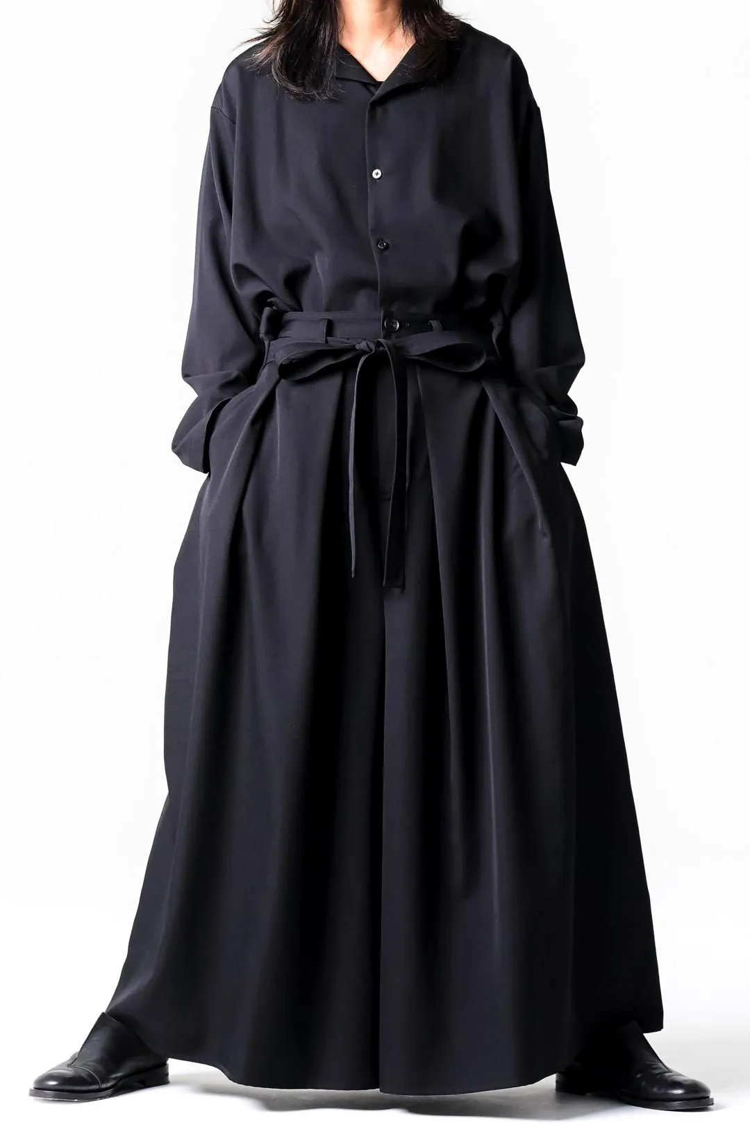 Wool Gabardine KIMONO Pants black