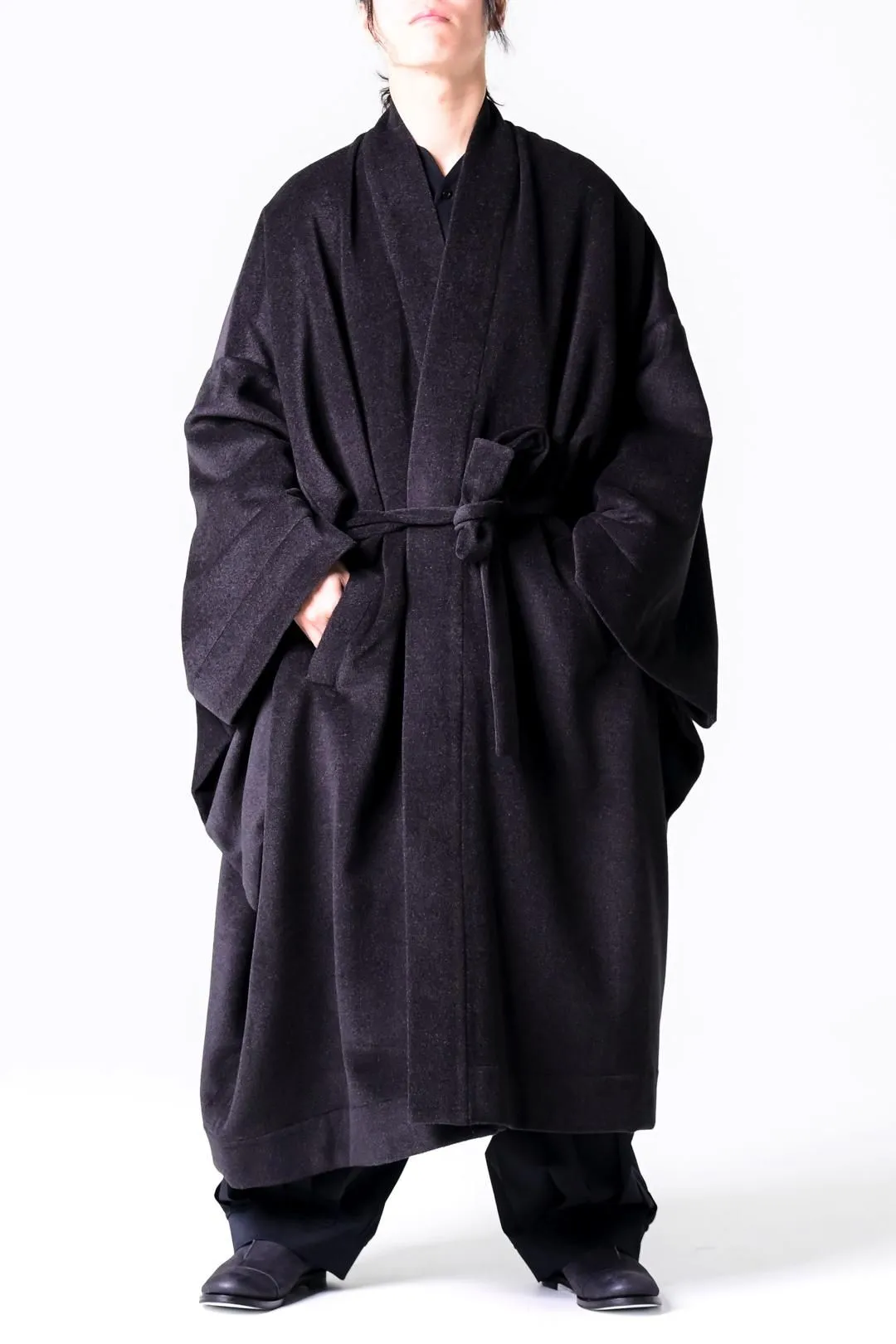  Angora Wool KIMONO Coat ash black