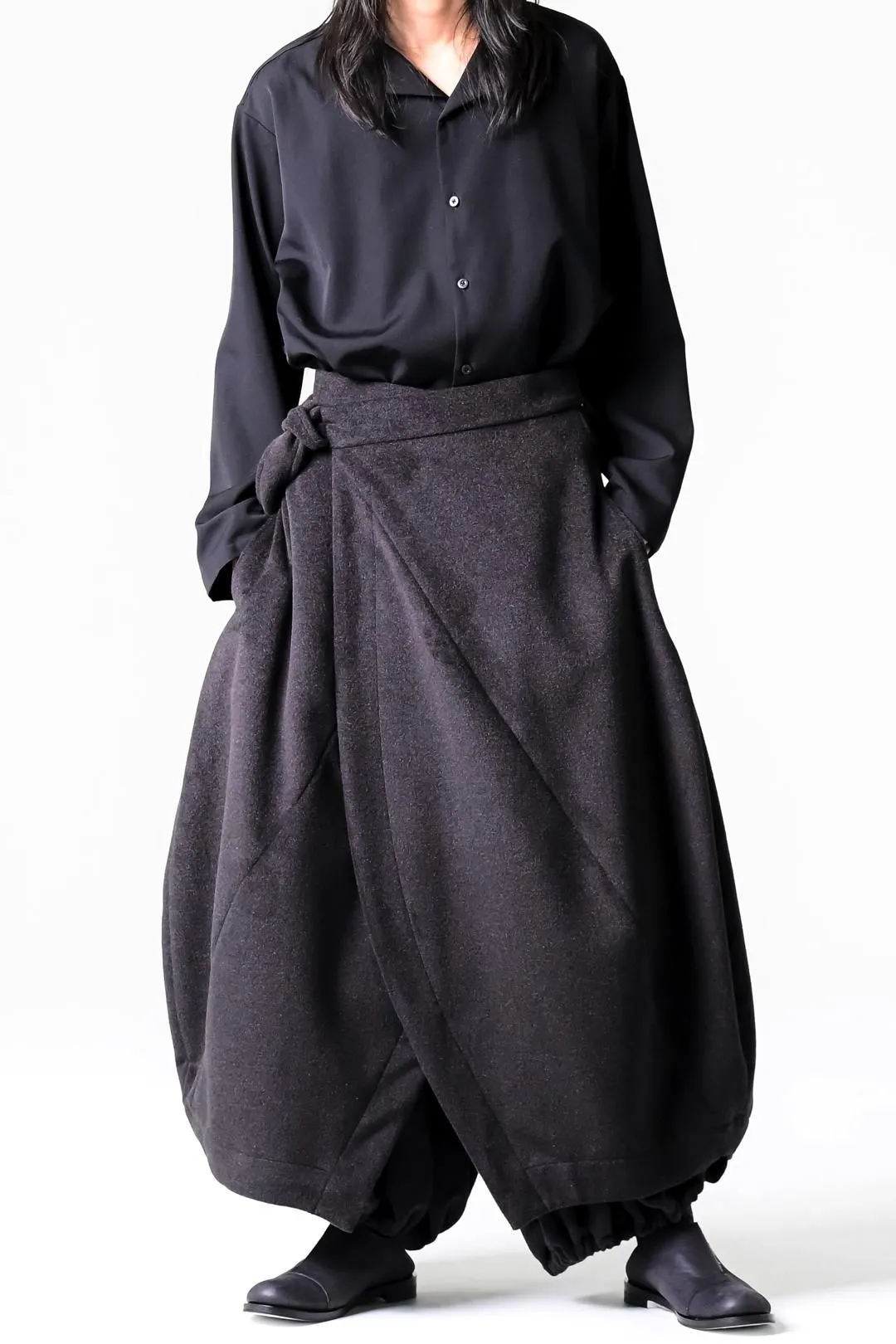  Round Drape Wrap YUKATA Cloth Angora Wool ash black