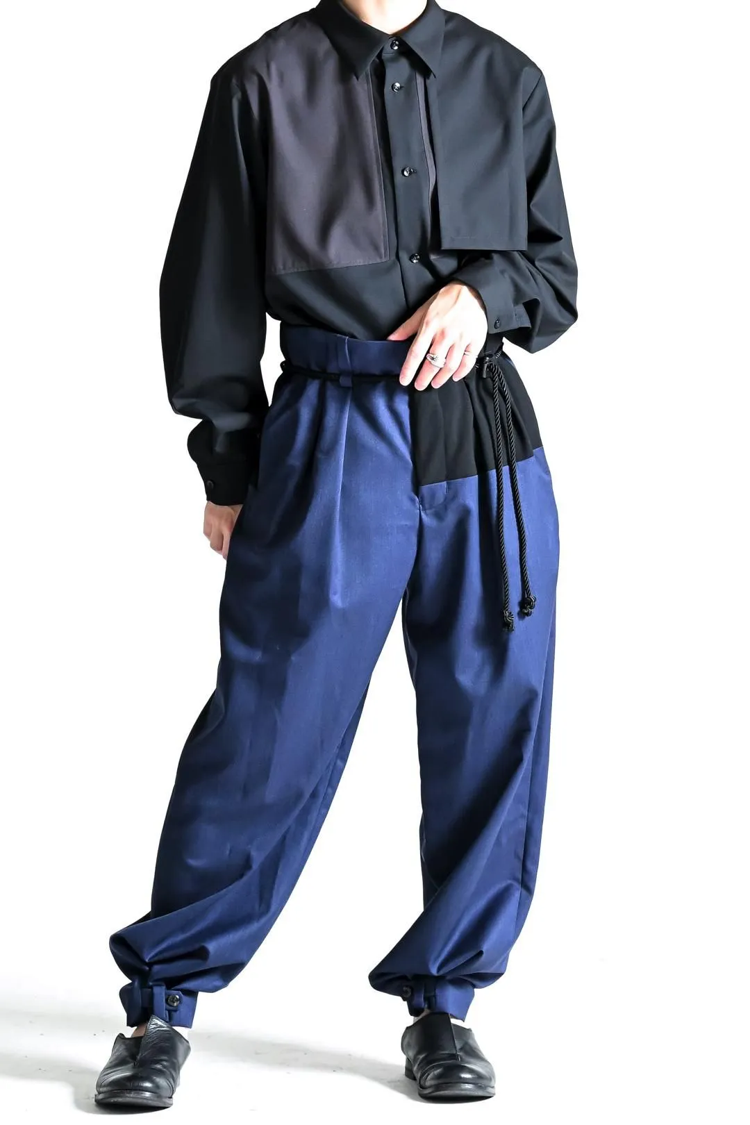  Bicolor Squeeze Slacks Navy Blue