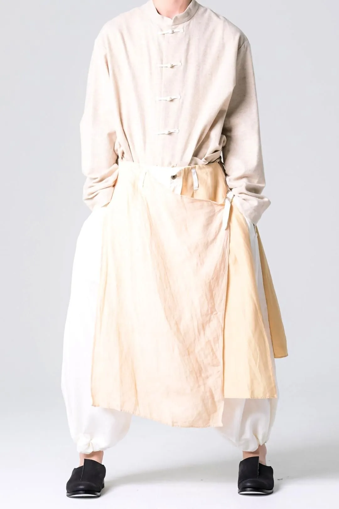  千層衣 Easy Pants Beige×White Atelier Sample