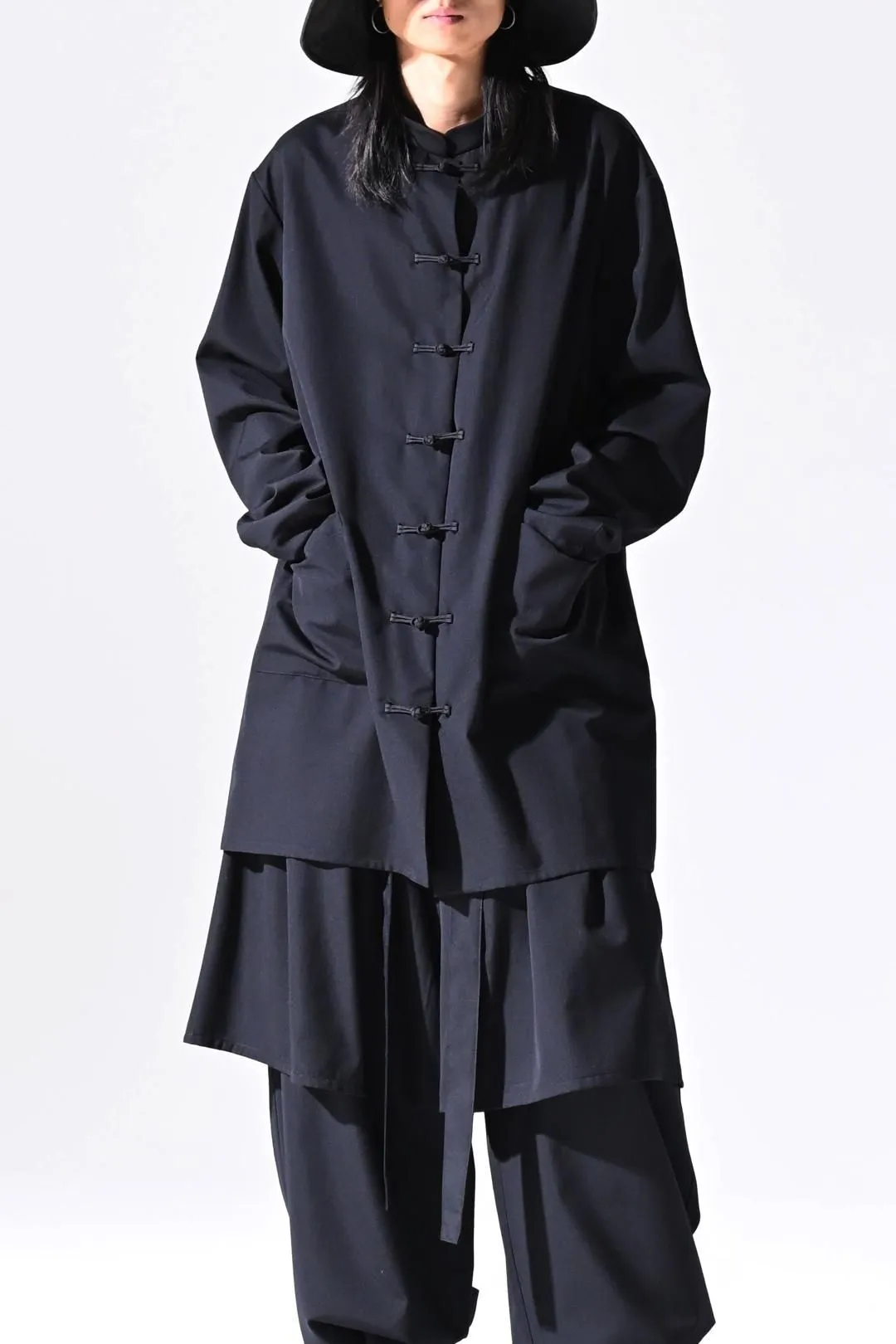  Wool Gabardine China Big Shirt black