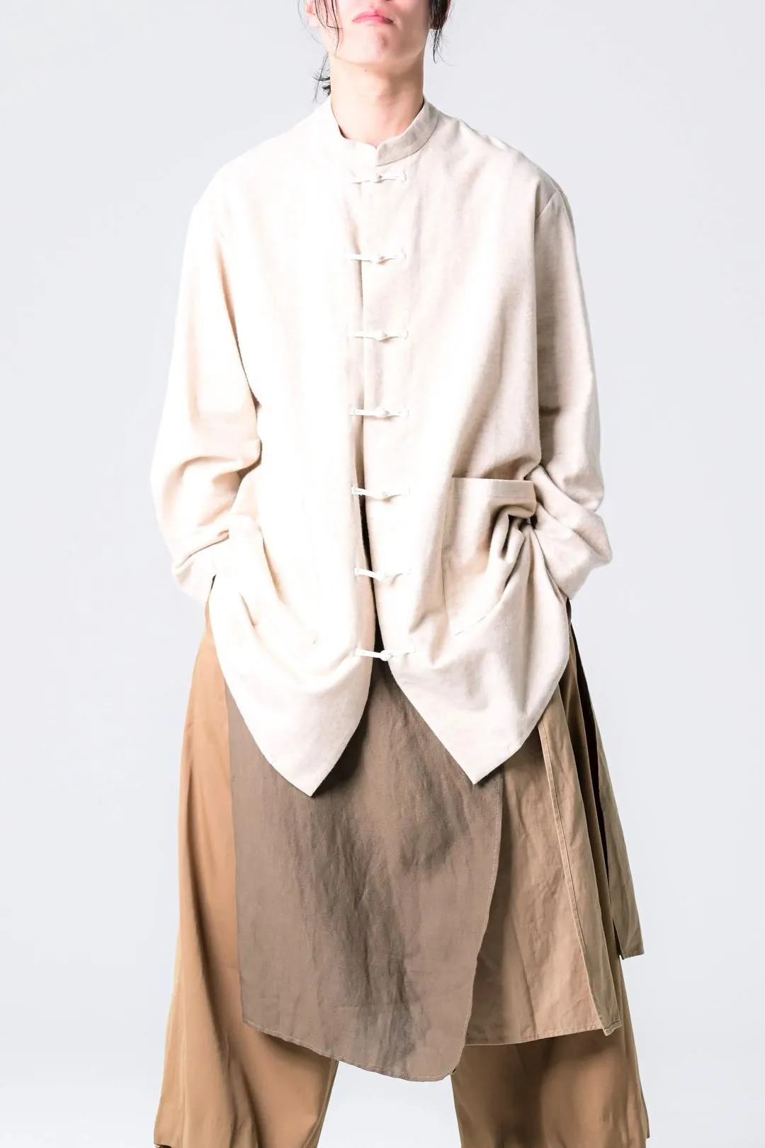  Organic Cotton Linen China Big Shirt kinari