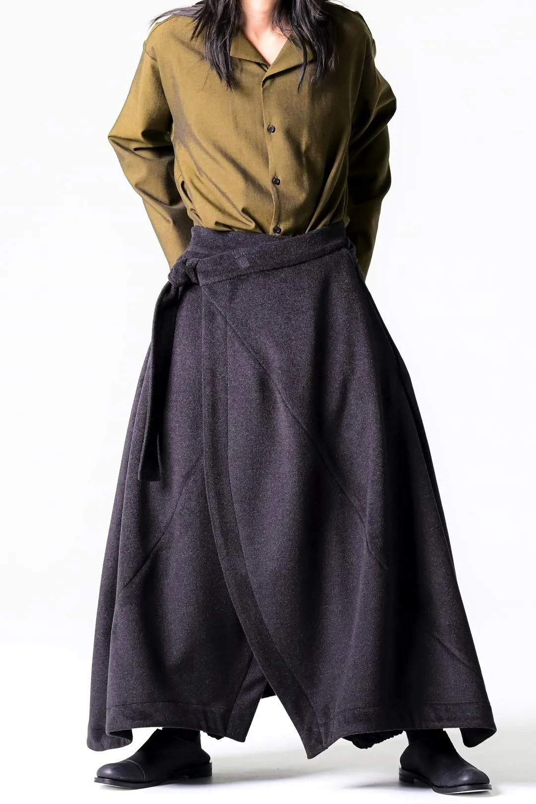  Flare Drape Wrap YUKATA Cloth Angora Wool ash black