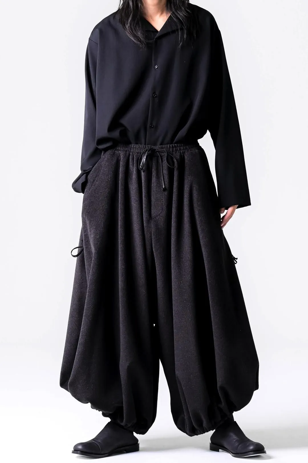  Angora Wool 袴 Balloon Pants ash black