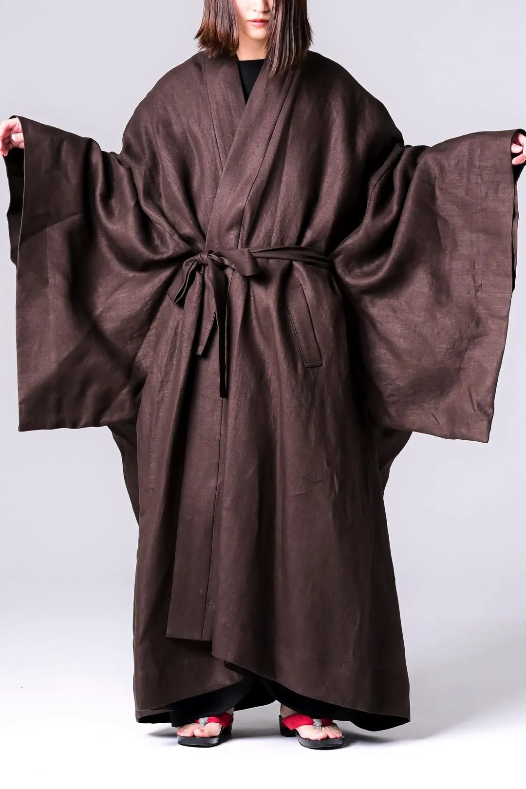  Normandy Flax KIMONO Coat choco