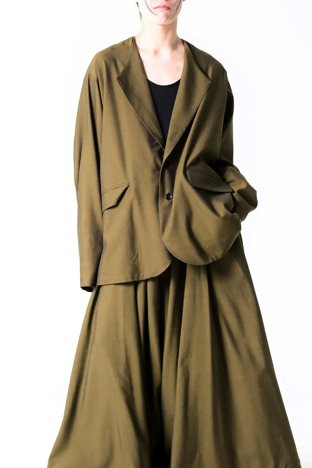  Wool Gabardine Fallen Collar Jacket mustard